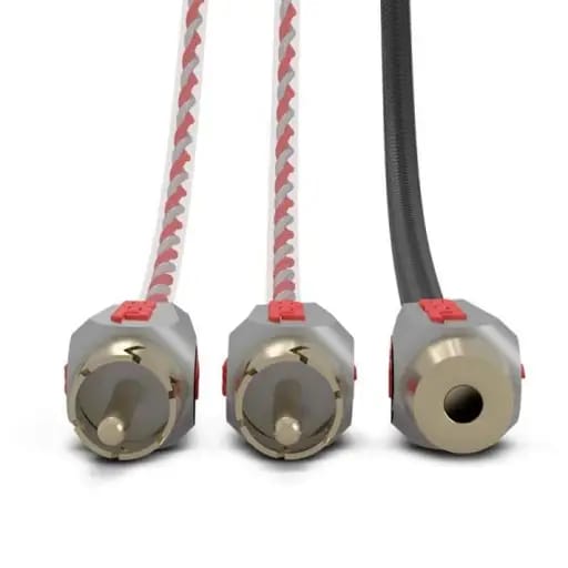 DS18 Level 3 RCA Wire Y Connector 1 Male to 2 Female Red