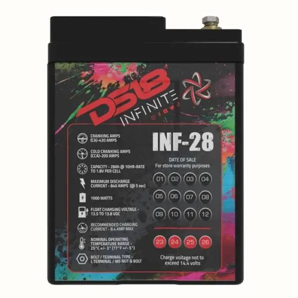 DS18 1000 Watts 28 AH Infinite AGM Power Cell Battery thumbnail 4