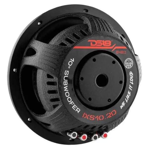 DS18 10in 600 Watts RMS 2 ohm DVC Shallow Mount Fiber Glass Subwoofer IXS Series thumbnail 2