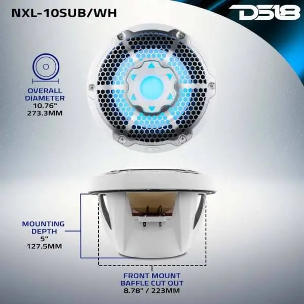 DS18 Subwoofer & Enclosure 10in 300 Watts RMS 4 ohm SVC White thumbnail 8