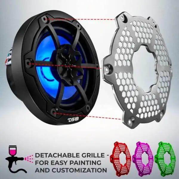 DS18 NXL-M Series Spkr w/ RGB LED Lights 6.5in 2-Way 100 Watts RMS 4 ohm Blk Grill Detached w/ Cover thumbnail 10