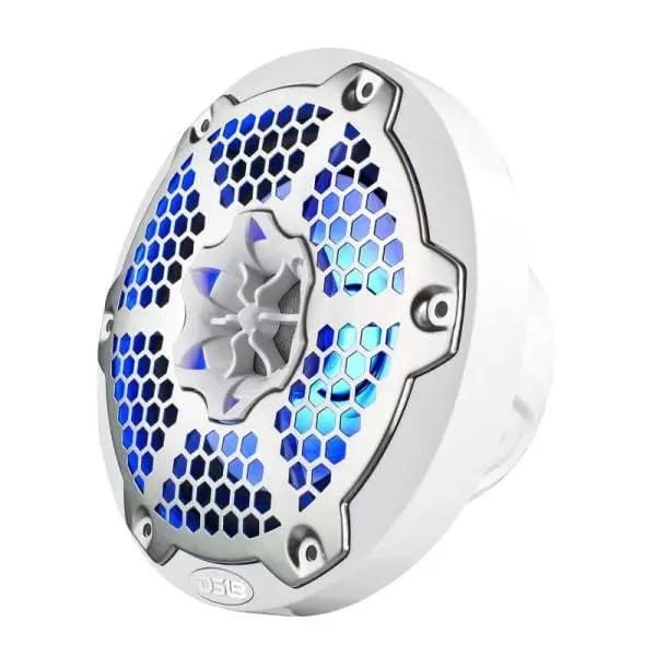 DS18 NXL-M Series Speaker w/ RGB LED Lights 6.5in 2-Way 100 Watts RMS 4 ohm White w/ Cover thumbnail 6