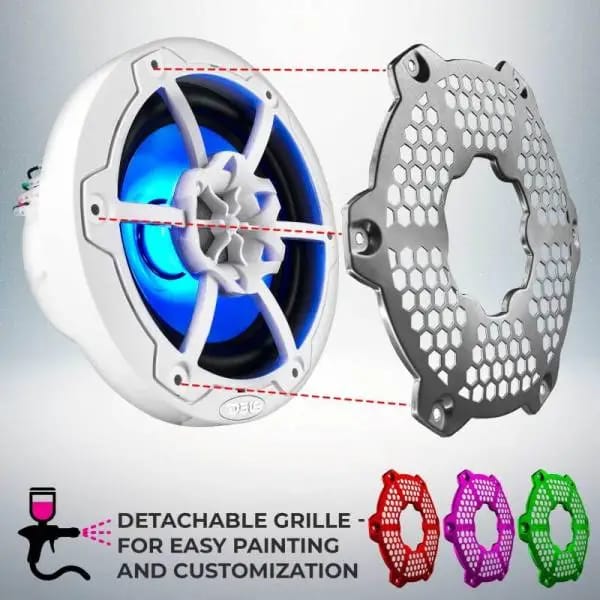DS18 NXL-M Series Speaker w/ RGB LED Lights 6.5in 2-Way 100 Watts RMS 4 ohm White w/ Cover thumbnail 9