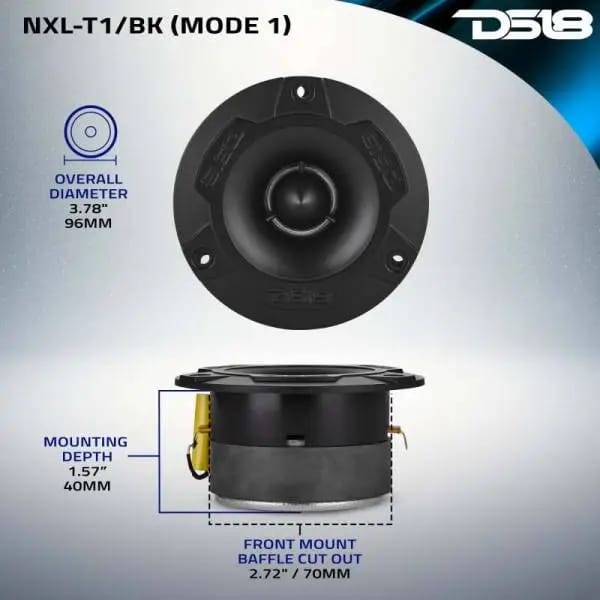 DS18 3.8in 120 Watts RMS 4 ohm 1in Aluminum Vc Super Bullet Tweeter Black thumbnail 12