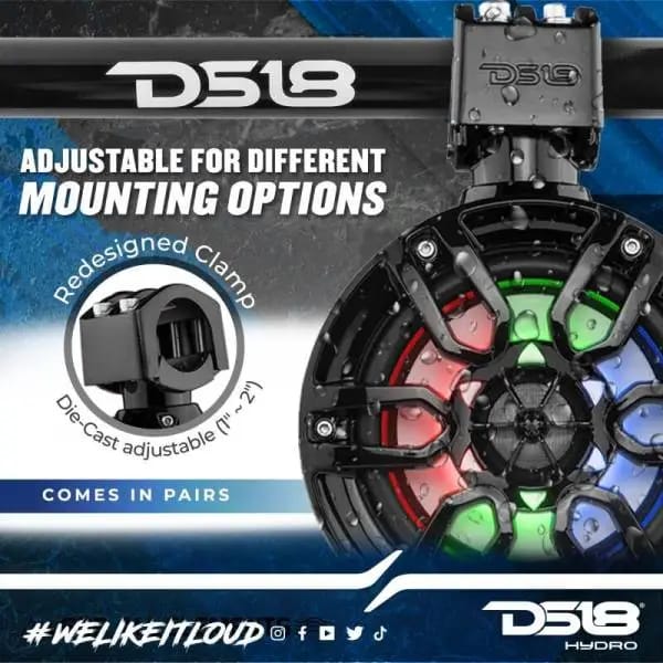 DS18 Tower Speakers 6.5in 100 Watts RMS w/ RGB LED Lights Red thumbnail 9