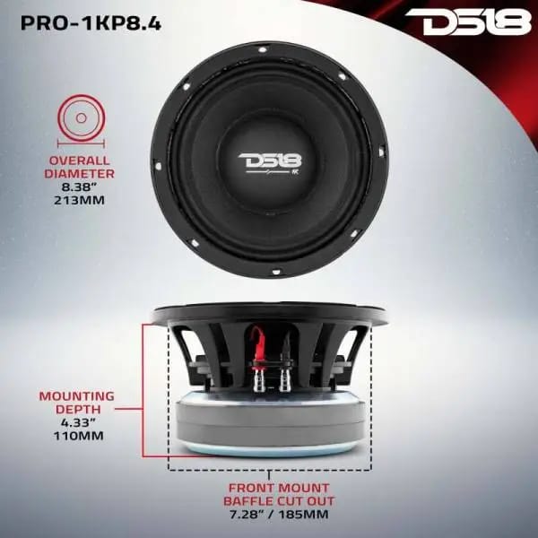 DS18 8in 1000 Watts RMS 4 ohm Mid-Bass Loudspeaker thumbnail 2