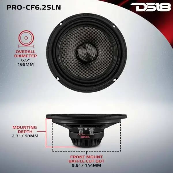 DS18 6.5in 150 Watts RMS 2 ohm Mid-Range Loudspeaker Neodymium Shallow thumbnail 3