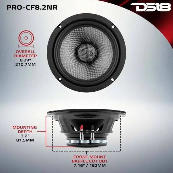 DS18 8in 300 Watts RMS 2 ohm Mid-Bass Loudspeaker Neodymium thumbnail 3