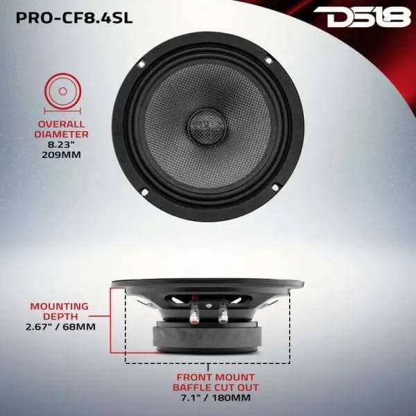 DS18 8in 275 Watts RMS 4 ohm Mid-Bass Loudspeaker Shallow thumbnail 3