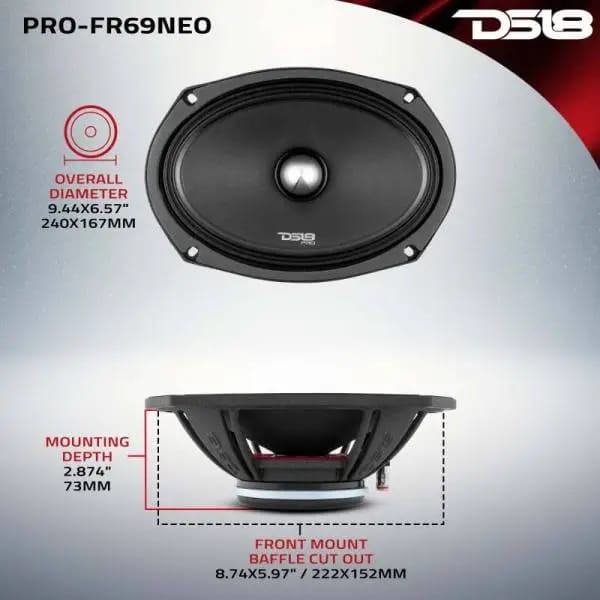 DS18 6x9in 250 Watts RMS 4 ohm Neodymium Full Range Loudspeaker thumbnail 3