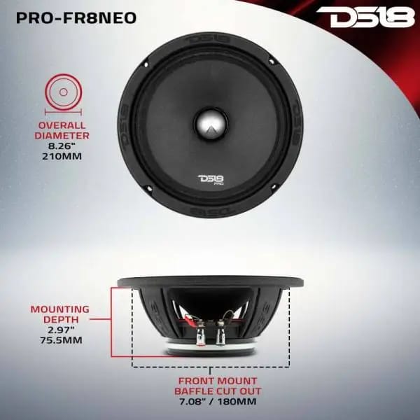 DS18 8in 250 Watts RMS 4 ohm Neodymium Full Range Loudspeaker thumbnail 3