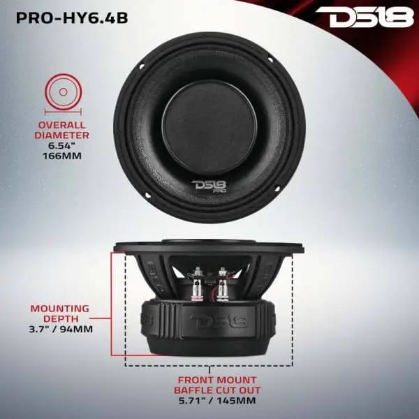DS18 6.5in 225 Watts RMS 4 ohm Mid-Range Loudspeaker w/ Water Resistant Cone thumbnail 3