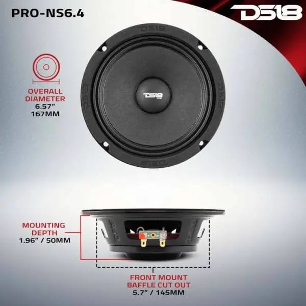 DS18 6.5in 150 Watts RMS 4 ohm Neodymium Shallow Full Range Loudspeaker thumbnail 2