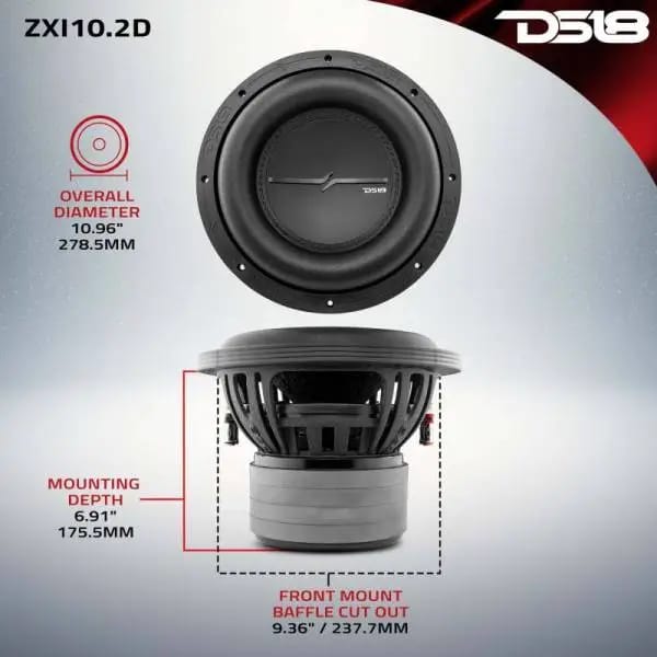 DS18 10in 800 Watts RMS 2 ohm DVC High Excursion Subwoofer thumbnail 3