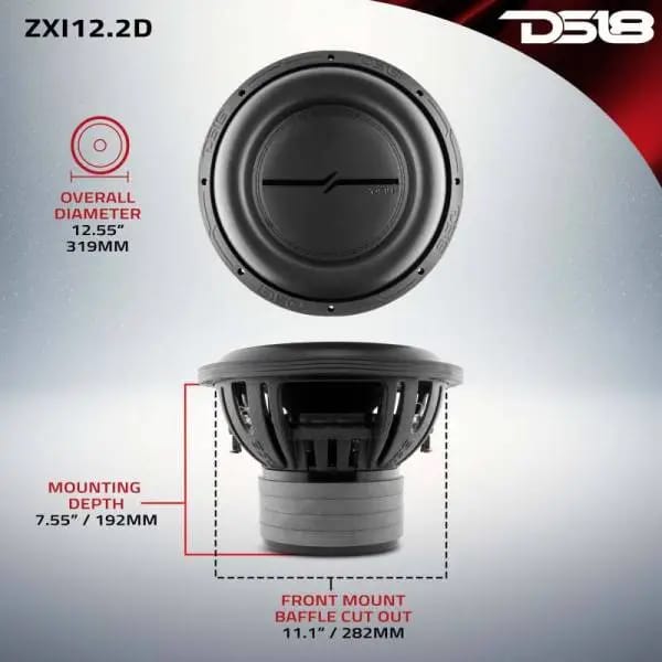 DS18 12in 1000 Watts RMS 2 ohm DVC High Excursion Subwoofer thumbnail 2