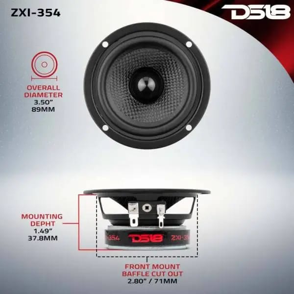 DS18 3.5in 40 Watts RMS 4 ohm 1-Way Full Range Speaker w/ Kevlar Cones thumbnail 2