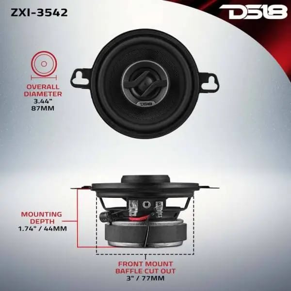 DS18 3.5in 40 Watts RMS 4 ohm 2-Way Coaxial Speaker w/ Kevlar Cones thumbnail 3