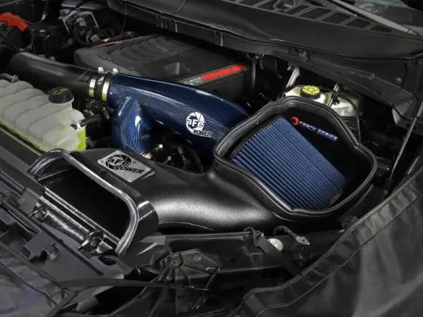 aFe 17-24 Ford F-150 Track Series Blue Kevlar Carbon Fiber C/A Intake System w/Black Pro 5R Filter thumbnail 2