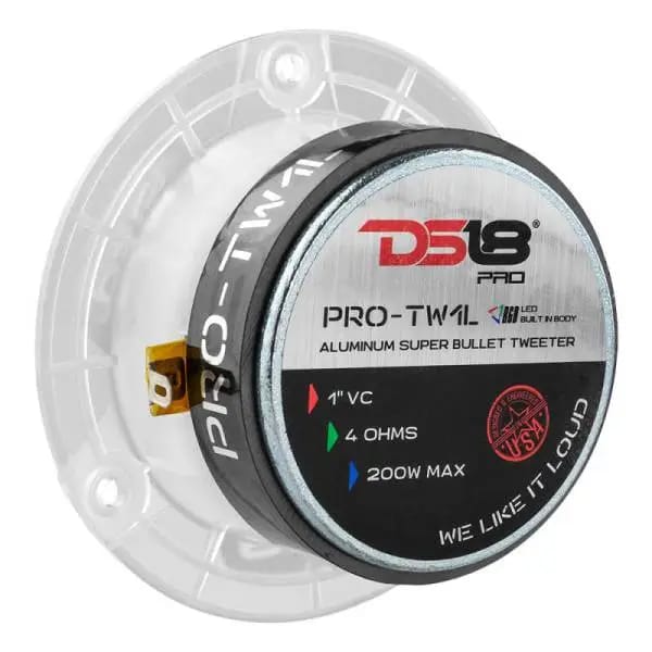 DS18 3.8in Super Bullet Tweeter 120 Watts RMS 1in Aluminum Vc 4 ohm RGB LED Lights- Pair thumbnail 2