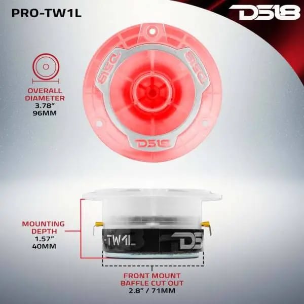 DS18 3.8in Super Bullet Tweeter 120 Watts RMS 1in Aluminum Vc 4 ohm RGB LED Lights- Pair thumbnail 3