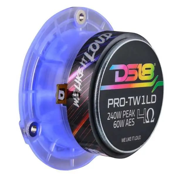DS18 3.8in Super Bullet Tweeter 120 Watts RMS 1in Aluminum Vc 4 ohm Digital LED Lights thumbnail 2