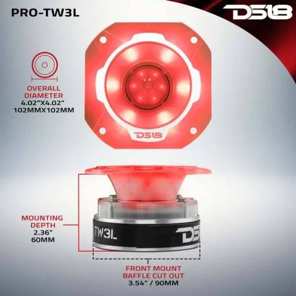 DS18 4in Super Bullet Tweeter 250 Watts RMS 1.5in Titanium Vc 4 ohm RGB LED Lights thumbnail 2