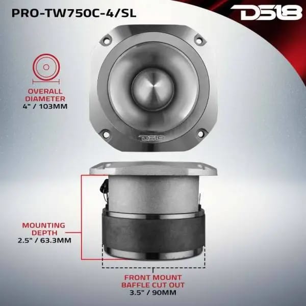 DS18 4in Super Bullet Tweeter 200 Watts RMS 1.5in Titanium Vc 4 ohm |Silver thumbnail 2
