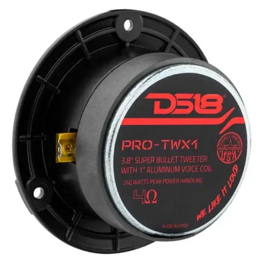 DS18 3.8in Super Bullet Tweeter 120 Watts RMS 1in Aluminum Vc 4 ohm Silver