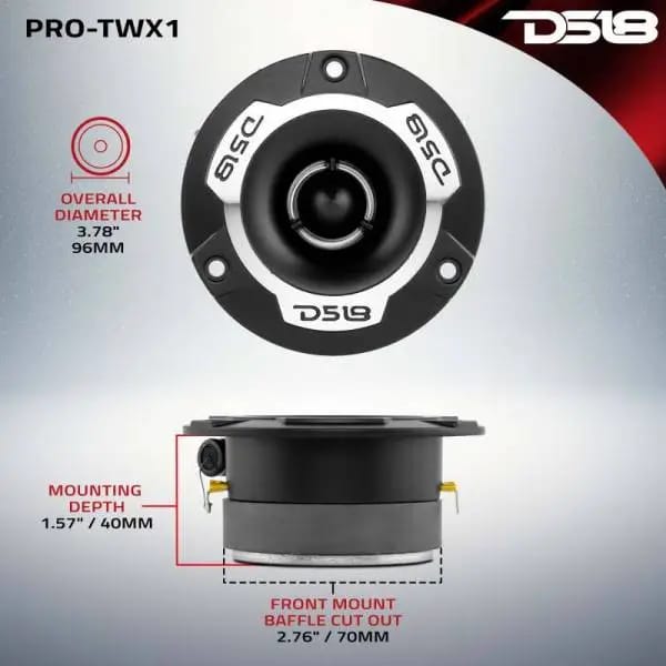 DS18 3.8in Super Bullet Tweeter 120 Watts RMS 1in Aluminum Vc 4 ohm Silver thumbnail 7
