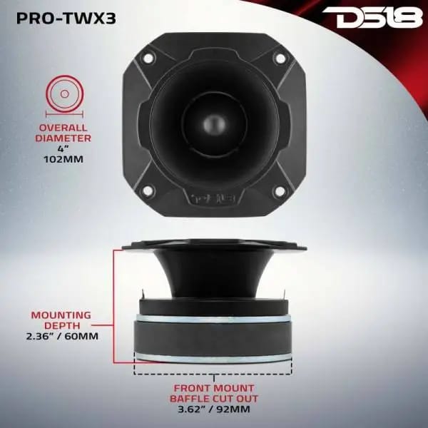 DS18 4in Super Bullet Tweeter 250 Watts RMS 1.5in Titanium Vc 4 ohm thumbnail 3