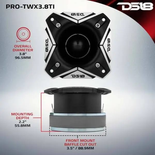 DS18 4in Super Bullet Tweeter 250 Watts RMS 1.5in Titanium Vc 8 ohm thumbnail 2