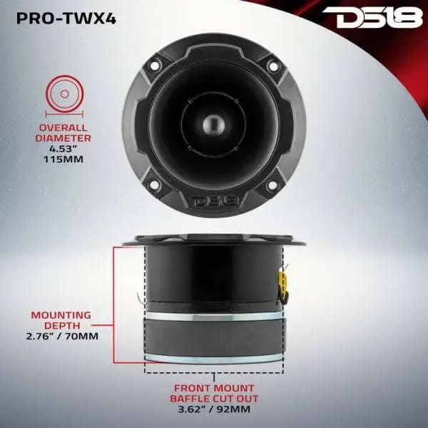 DS18 4.5in Super Bullet Tweeter 280 Watts RMS 1.75in Titanium Vc 4 ohm thumbnail 3