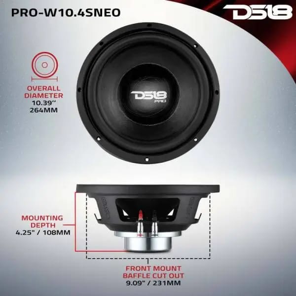 DS18 10in 350 Watts RMS 2 ohm Neodymium Cone Woofer thumbnail 2