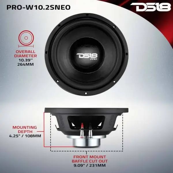 DS18 10in 350 Watts RMS 4 ohm Neodymium Cone Woofer thumbnail 2