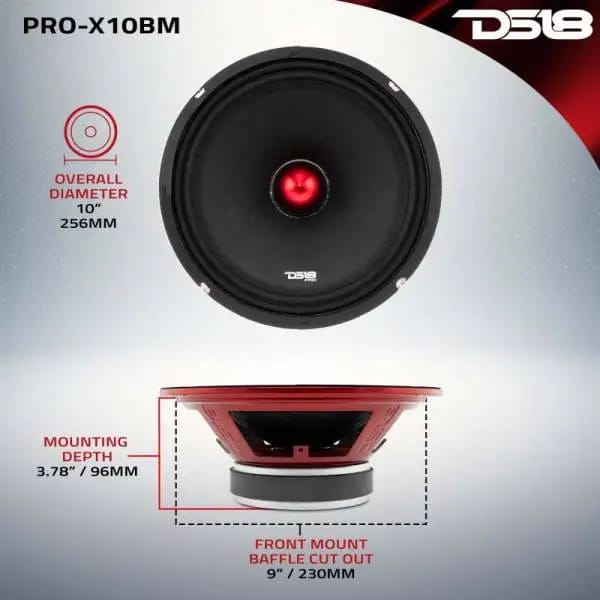 DS18 10in 300 Watts RMS 8 ohm Mid-Range Loudspeaker Bullet Loudspeaker thumbnail 3