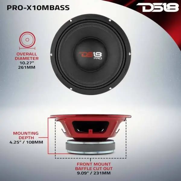 DS18 10in 400 Watts RMS 8 ohm Mid-Bass Loudspeaker thumbnail 3