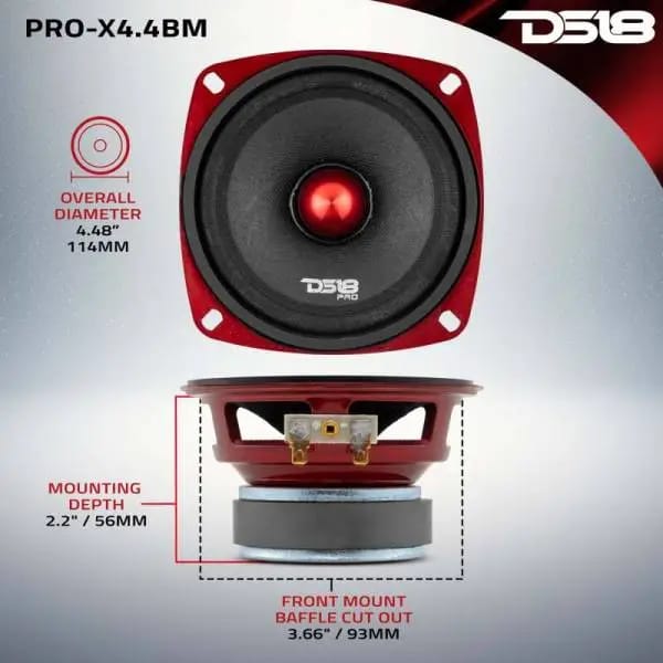 DS18 4in 100 Watts RMS 4 ohm Mid-Range Loudspeaker Bullet Loudspeaker thumbnail 2
