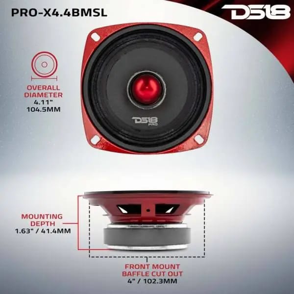 DS18 4in 100 Watts RMS 4 ohm Mid-Range Bullet Shallow Loudspeaker thumbnail 3