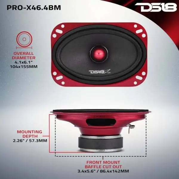 DS18 4x6in 100 Watts RMS 4 ohm Mid-Range Bullet Loudspeaker thumbnail 7