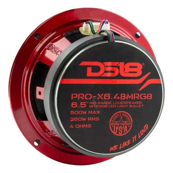 DS18 6.5in 250 Watts RMS 4 ohm Mid-Range Loudspeaker RGB Bullet Loudspeaker