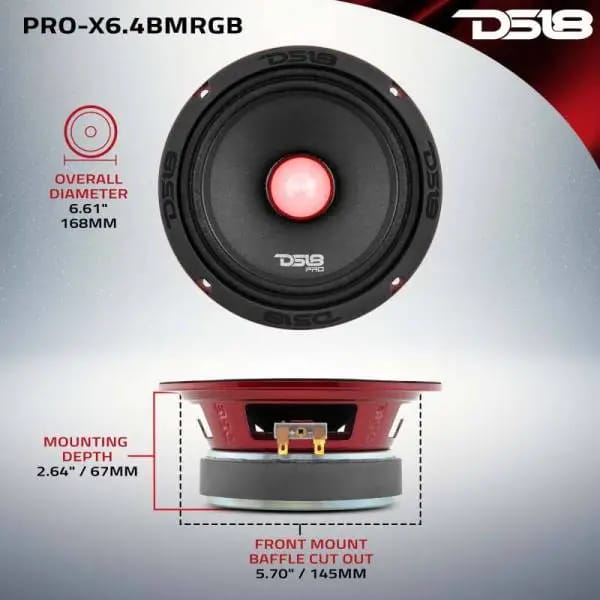 DS18 6.5in 250 Watts RMS 4 ohm Mid-Range Loudspeaker RGB Bullet Loudspeaker thumbnail 2