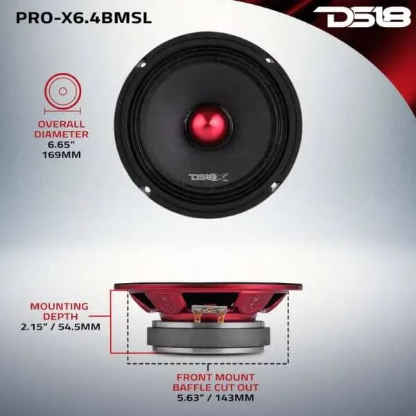 DS18 6.5in 200 Watts RMS 4 ohm Mid-Range Bullet Loudspeaker Shallow thumbnail 3