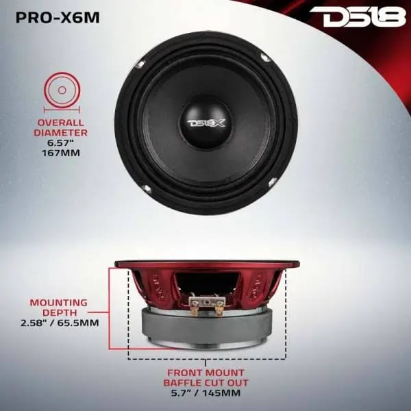 DS18 6.5in 250 Watts RMS 8 ohm Mid-Range Loudspeaker thumbnail 3