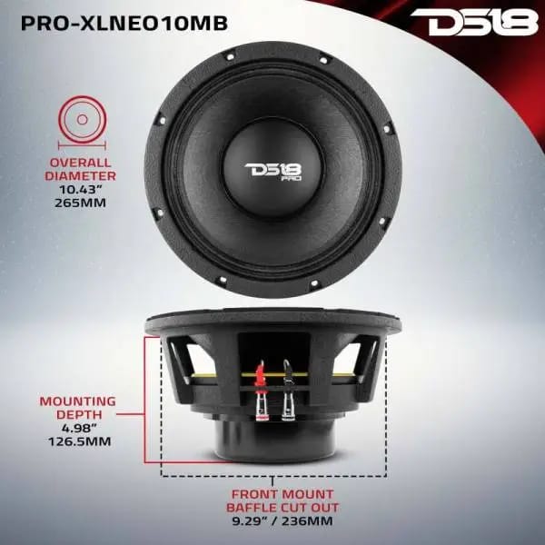 DS18 10in 1000 Watts RMS 8 ohm Neodymium Mid-Bass Loudspeaker thumbnail 2
