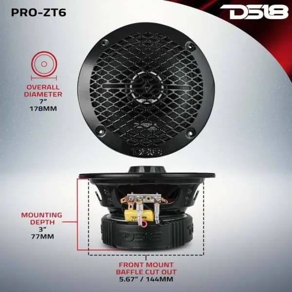 DS18 6.5in Coaxial Loudspeaker 225 Watts RMS 4 ohm Mid-Range Water Resistant Cone thumbnail 9