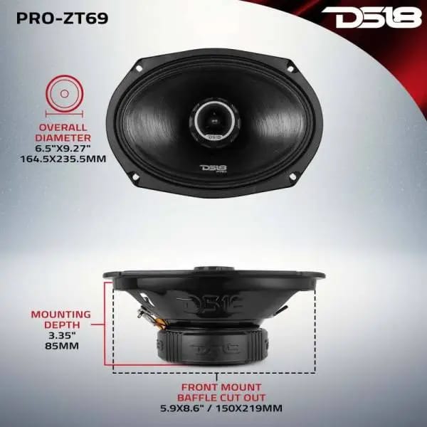 DS18 6x9in Coaxial Loudspeaker 275 Watts RMS 4 ohm Mid-Range Water Resistant Cone thumbnail 9