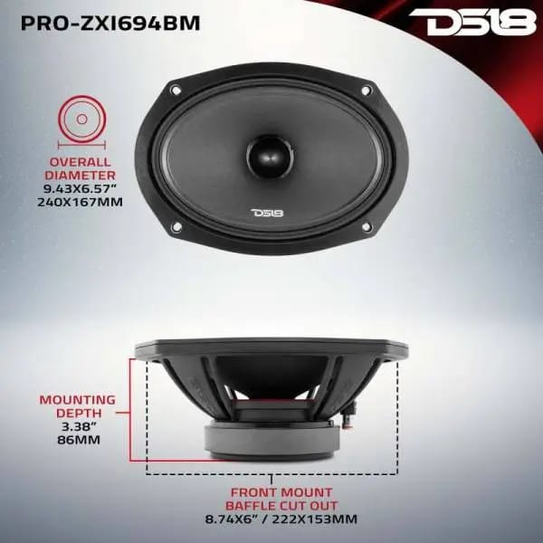 DS18 6x9in 300 Watts RMS 4 ohm Neodymium and Ferrite Magnet Bullet Mid-Range Loudspeaker thumbnail 7