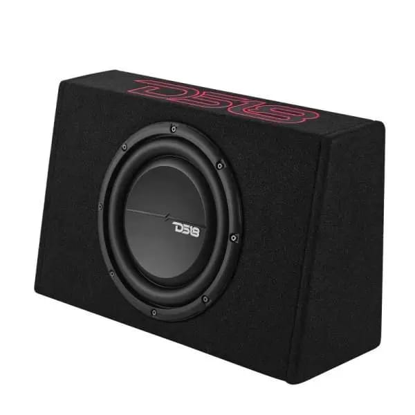 DS18 Single 10in Shallow Enclosure w/ Subwoofer 350 Watts RMS Sealed Black Carpet Amplified thumbnail 2