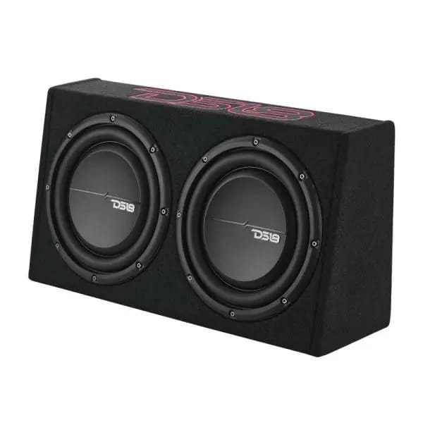 DS18 Dual 10in Shallow Enclosure w/ Subwoofer 350 Watts RMS Sealed Black Carpet thumbnail 2