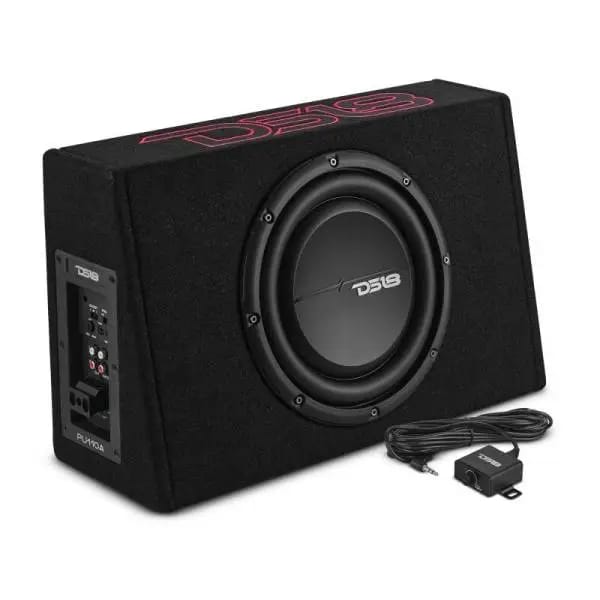 DS18 Single 10in Shallow Enclosure w/ Subwoofer 350 Watts RMS Sealed Black Carpet Amplified thumbnail 9